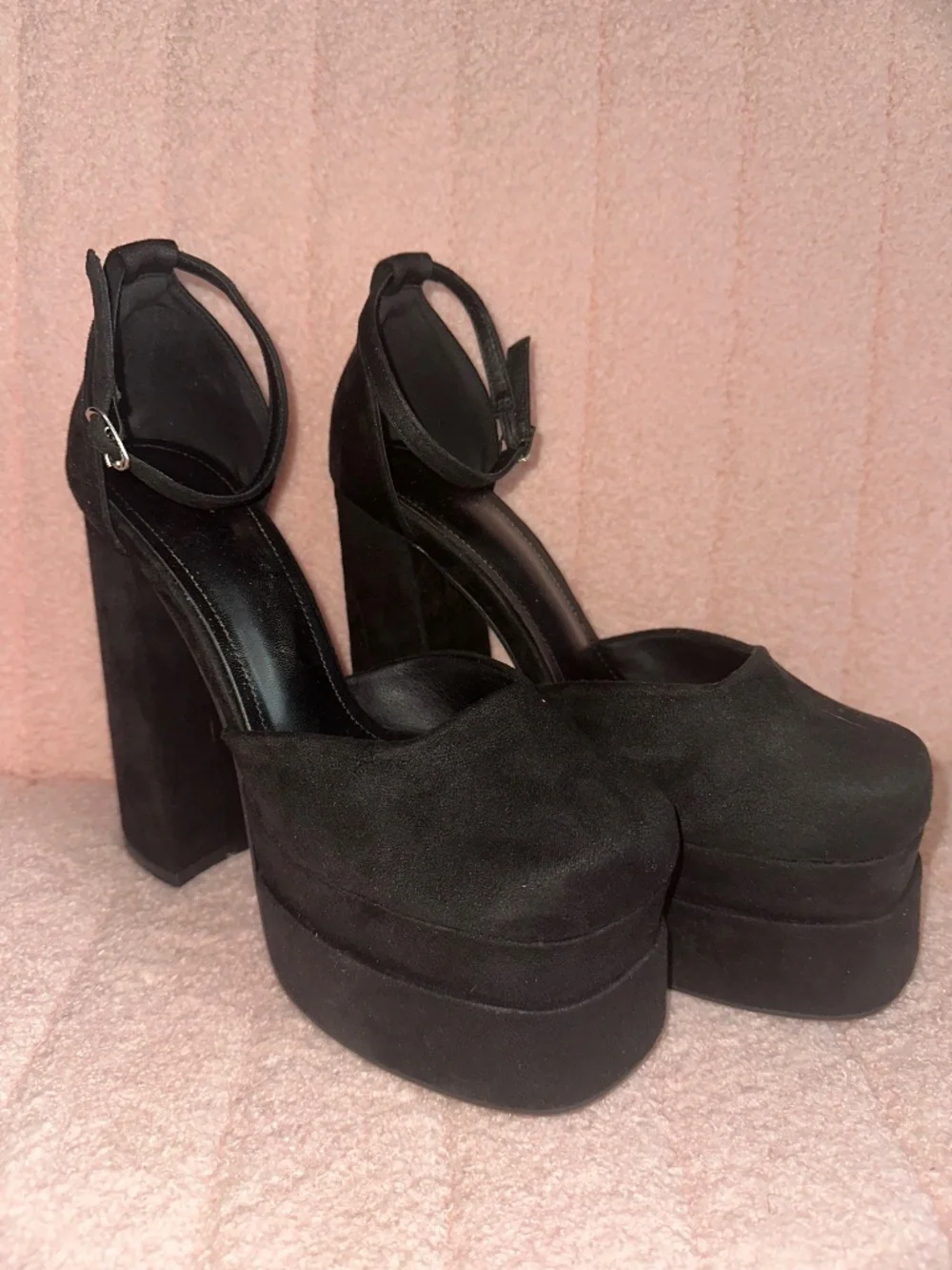 Black Platform Velvet Heels